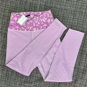 Bandier x Sincerely Jules Lavender Gingham Leggings Womens Size M